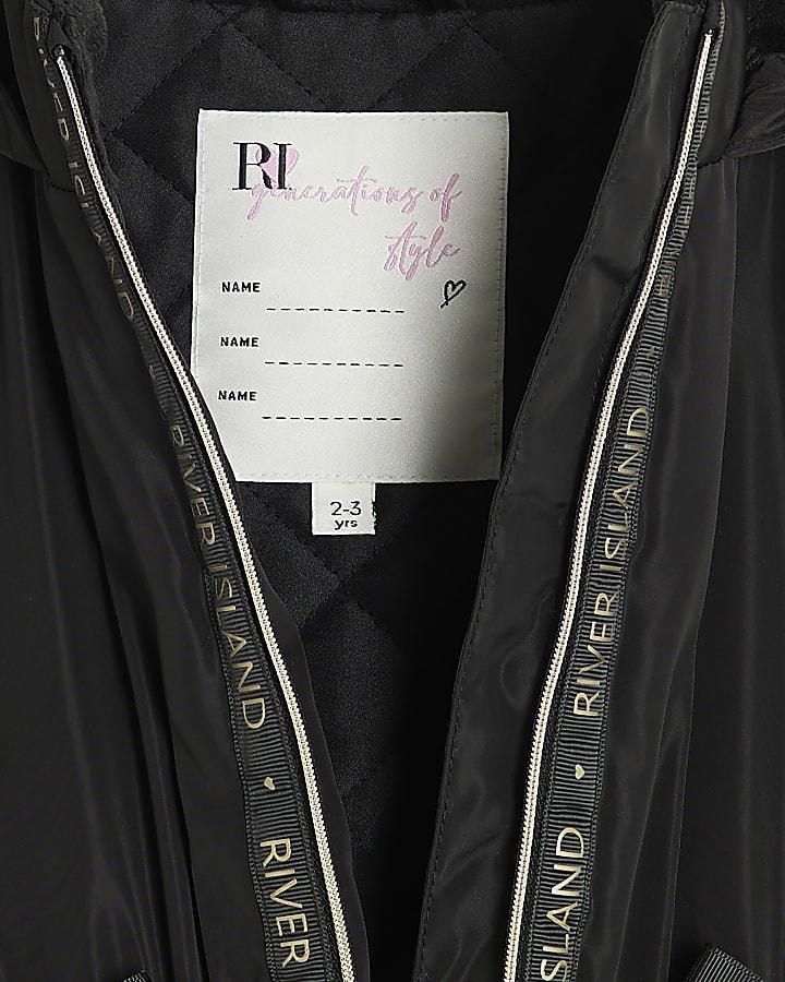 river island Mini Girls Black Peplum Hooded Raincoat