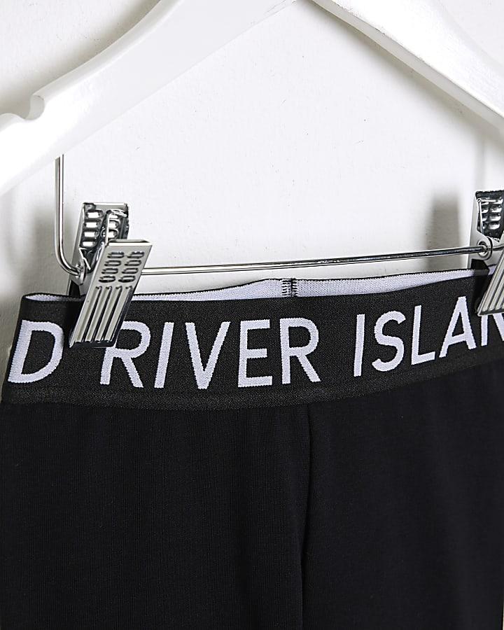 River Island Mini Girls Black RI Waistband Leggings