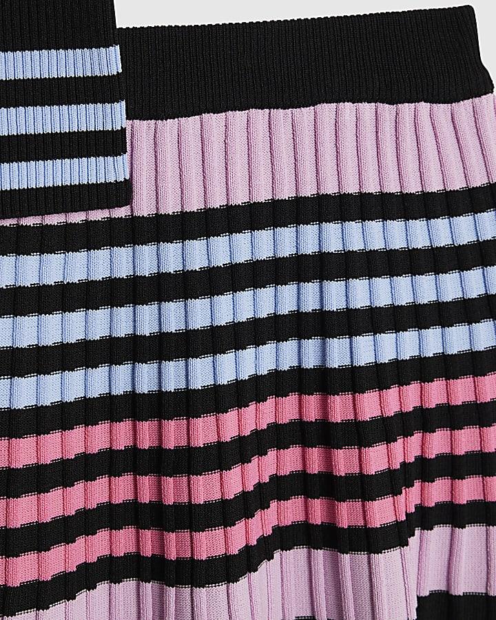 river island Mini Girls Black Stripe Polo Shirt Set