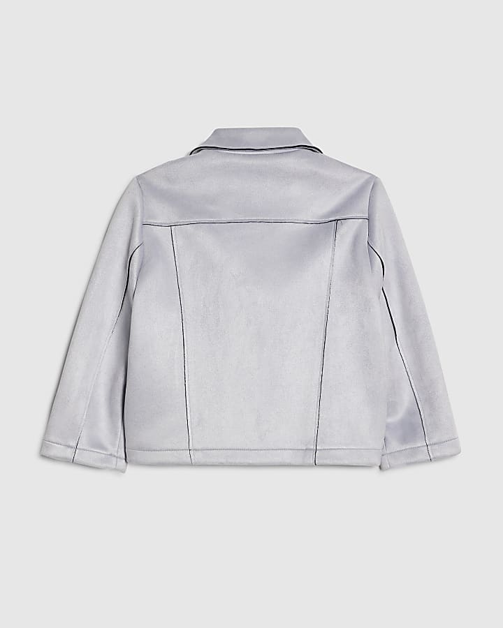 River Island Mini Girls Blue Faux Suede Biker Jacket