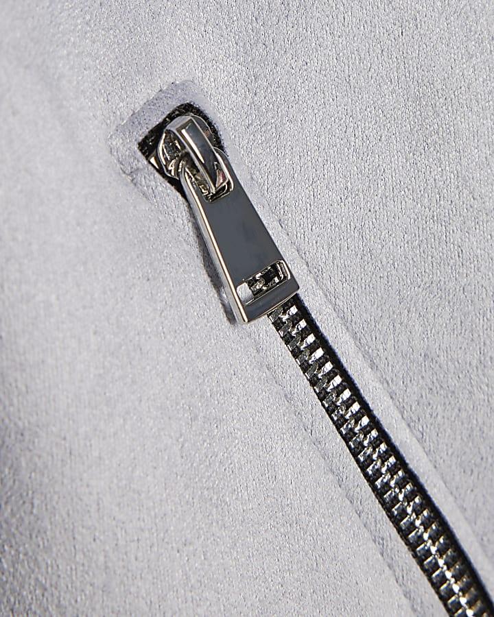 River Island Mini Girls Blue Faux Suede Biker Jacket