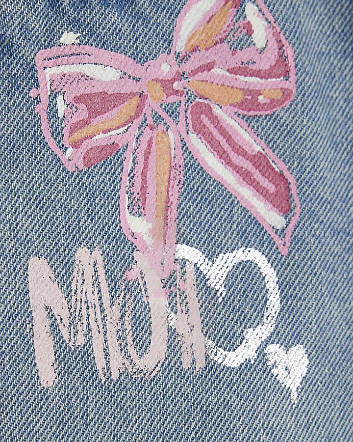 River Island Mini Girls Blue Love Graffiti Straight Jeans