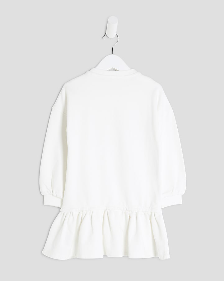 River Island Mini Girls Cream 2 In 1 Sweatshirt Dress