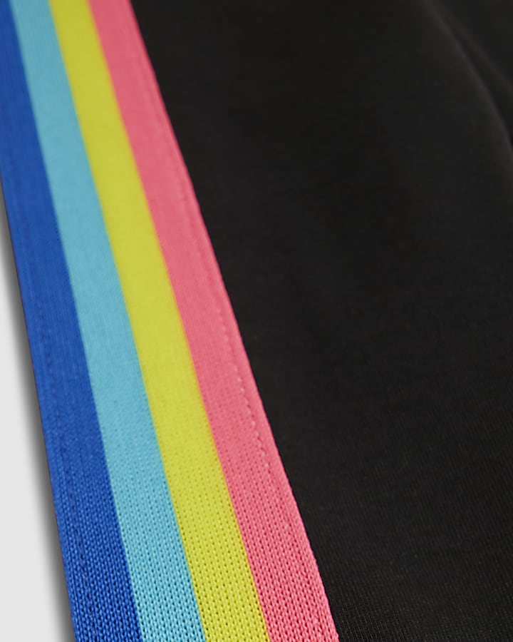 river island Mini Girls Cream Badged Stripe T-Shirt Set