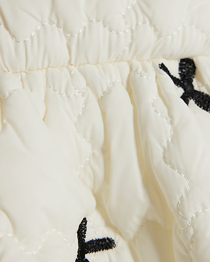 river island Mini Girls Cream Bow Gilet And Skirt Set