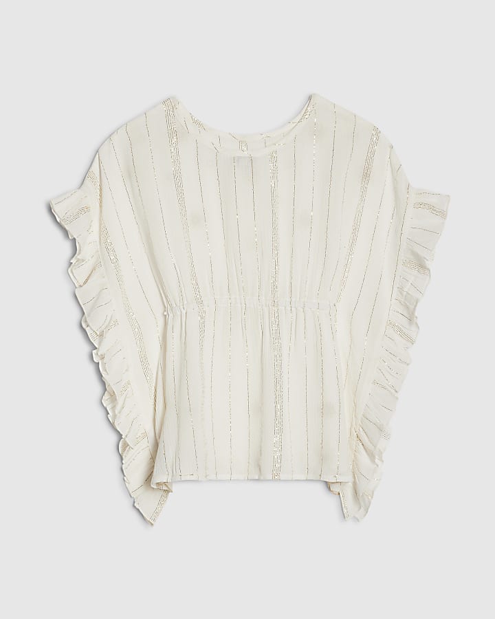 River Island Mini Girls Cream Embroidered Sequin Kaftan