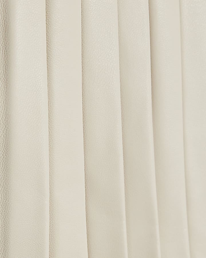 river island Mini Girls Cream Faux Leather Pleated Dress