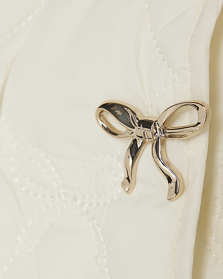 River Island Mini Girls Cream Quilted Collar Jacket