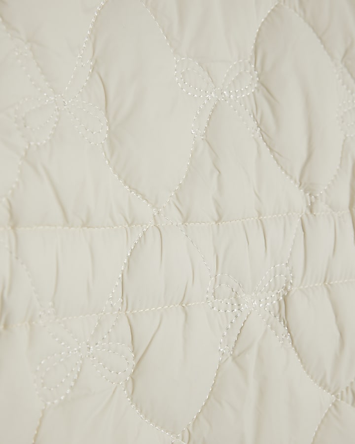 river island Mini Girls Cream Quilted Collar Jacket