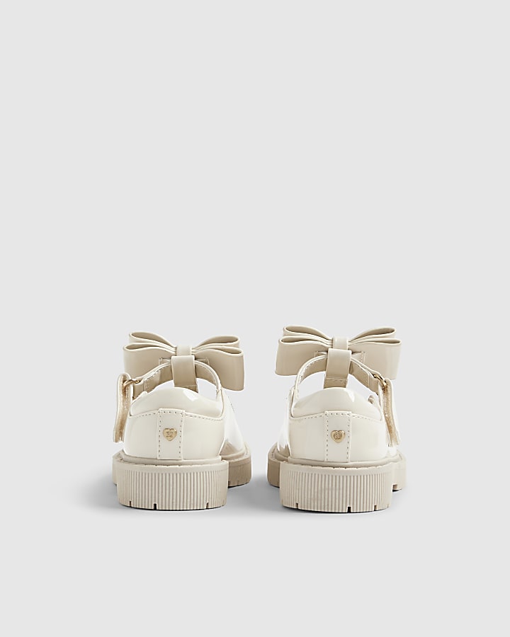 River Island Mini Girls Cream T-Bar Bow Mary Jane Shoes