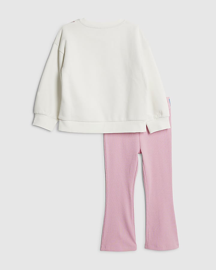 River Island Mini Girls Cream York Bag Sweatshirt Set