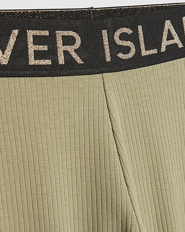 river island Mini Girls Khaki RI Waist Band Ribbed Set