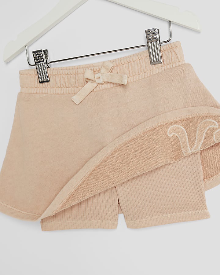 river island Mini Girls Orange RI Hoodie And Shorts Set