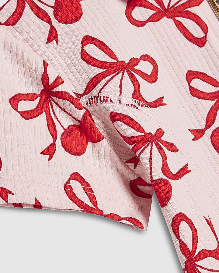 River Island Mini Girls Pink Cherry Fit And Flare Dress