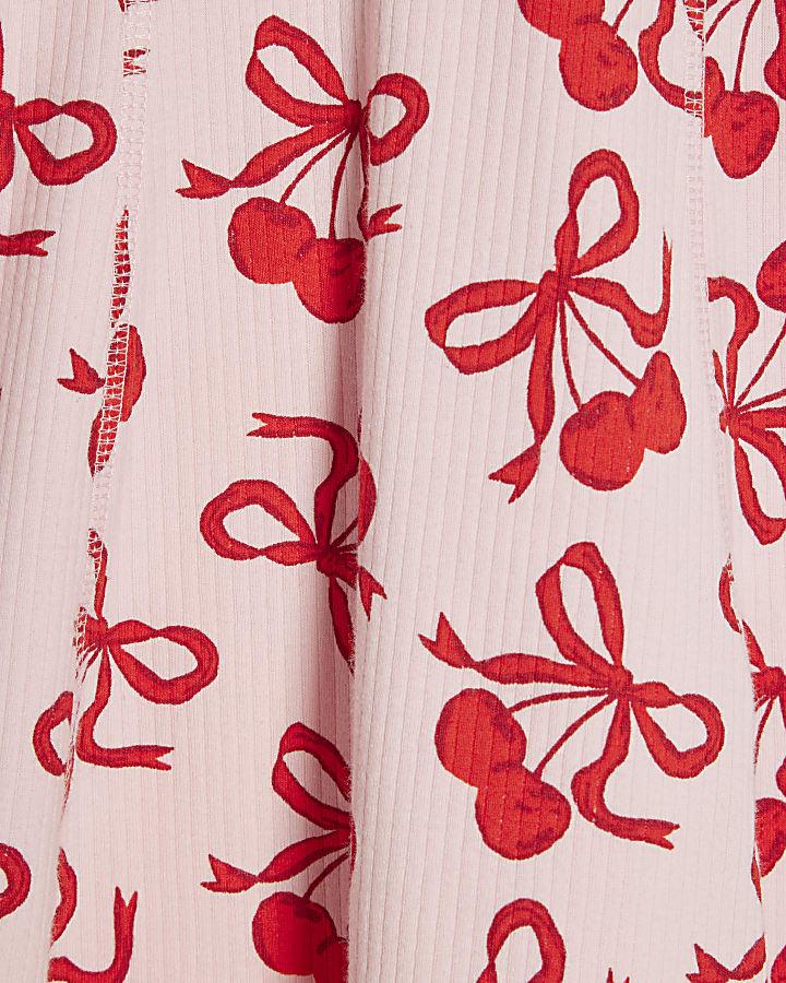 river island Mini Girls Pink Cherry Fit And Flare Dress