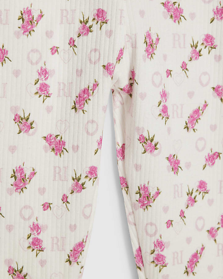 river island Mini Girls Pink Collared Sweatshirt Set