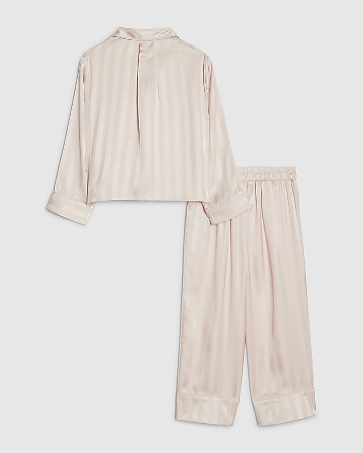 River Island Mini Girls Pink Corsage Satin Pyjamas Set