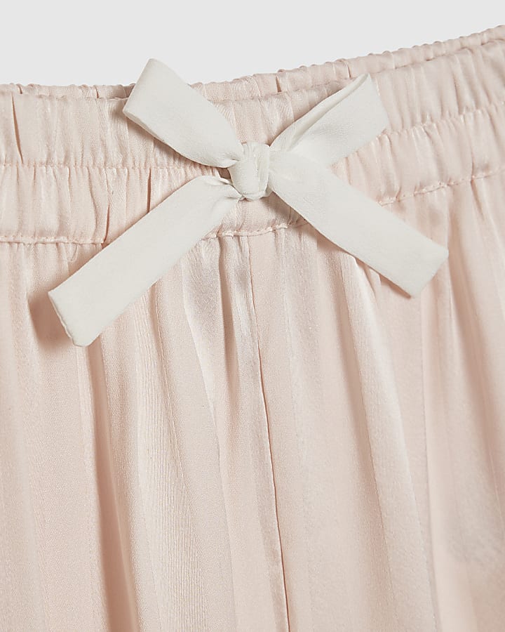 River Island Mini Girls Pink Corsage Satin Pyjamas Set