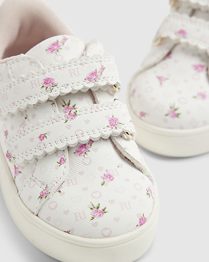River Island Mini Girls Pink Ditsy Rose Bud Trainers