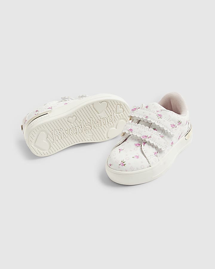river island Mini Girls Pink Ditsy Rose Bud Trainers