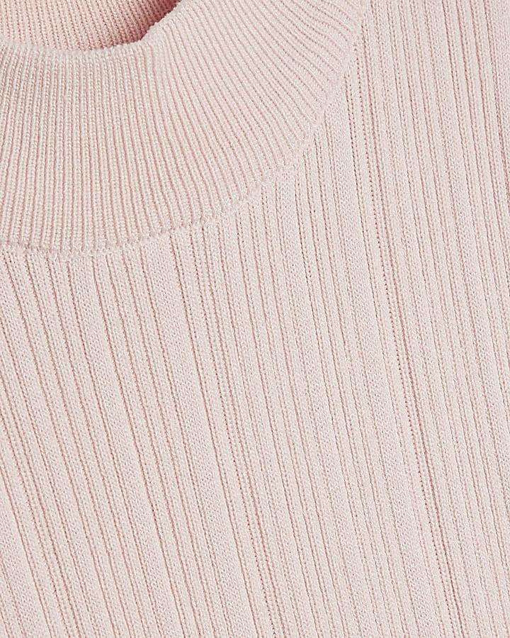 River Island Mini Girls Pink Faux Leather Pleated Dress