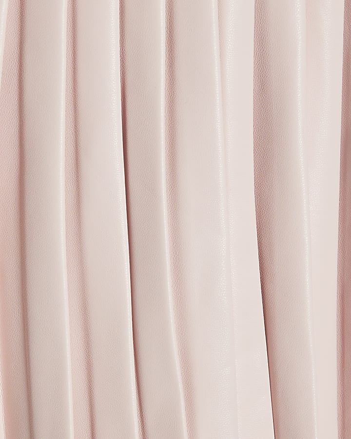 river island Mini Girls Pink Faux Leather Pleated Dress