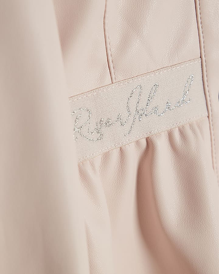 River Island Mini Girls Pink Faux Leather Shirt Dress