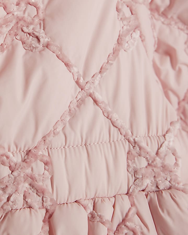 river island Mini Girls Pink Hooded Bow Padded Coat