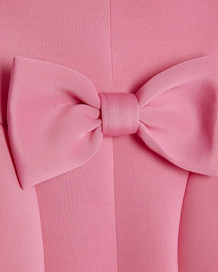 River Island Mini Girls Pink Lace Collar Bow Back Dress