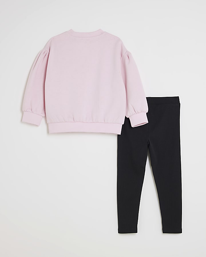 River Island Mini Girls Pink Little Princess Bear Set