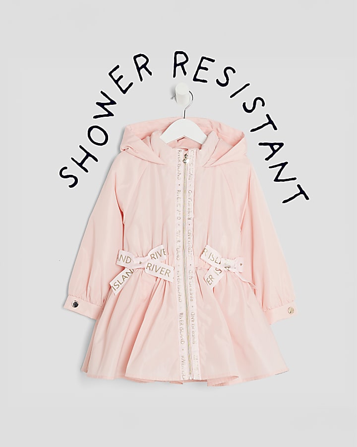 River Island Mini Girls Pink Peplum Hooded Raincoat