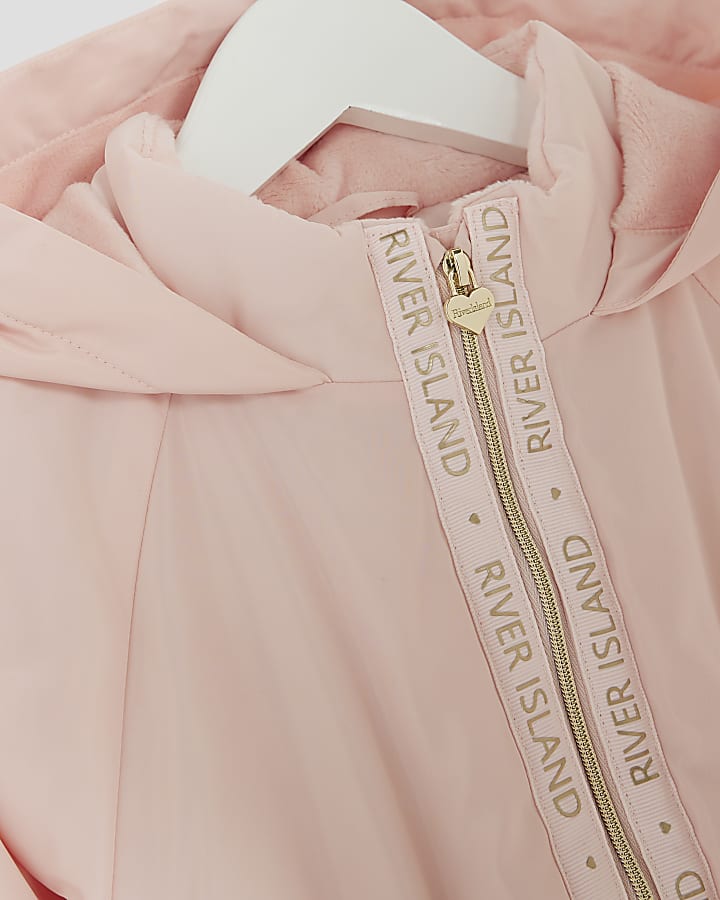 River Island Mini Girls Pink Peplum Hooded Raincoat