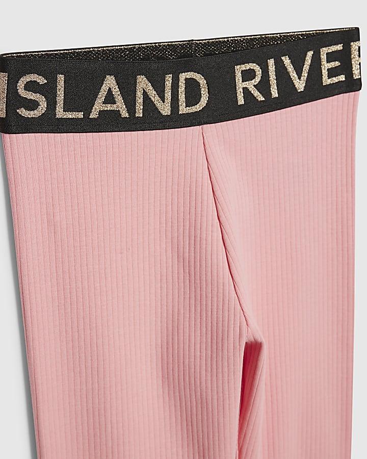 river island Mini Girls Pink RI Waistband Ribbed Set