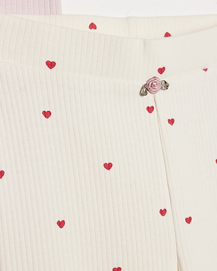 River Island Mini Girls Pink Ribbed Pack Of 2 Trousers