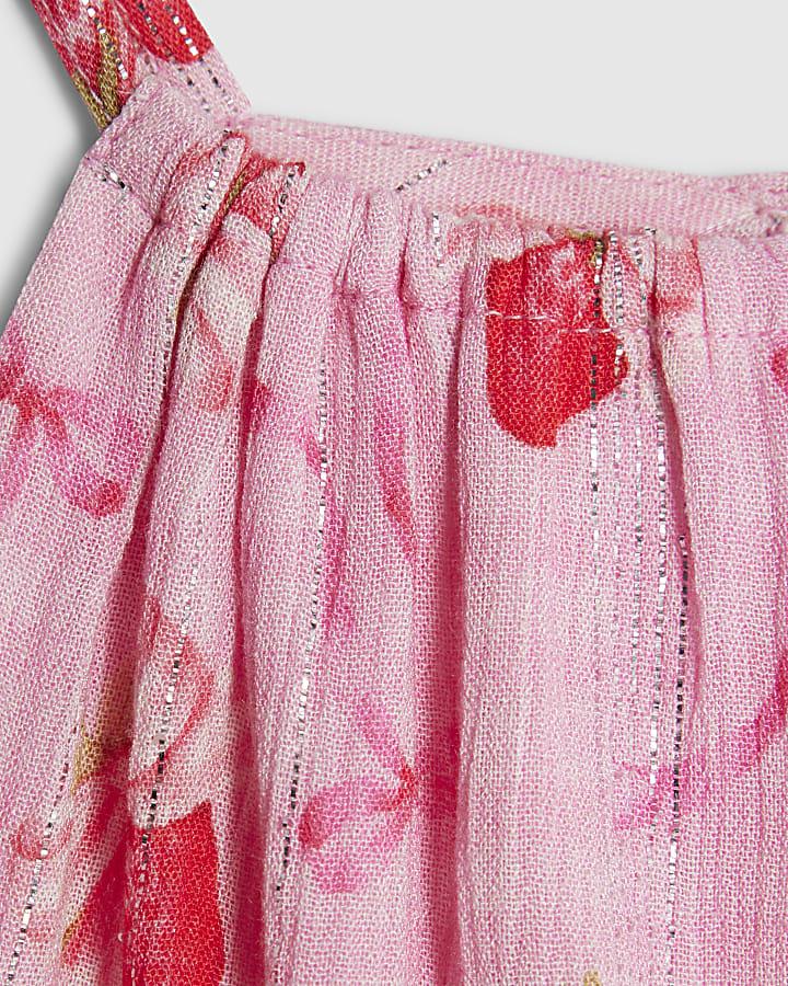 river island Mini Girls Pink Strawberry Gingham Dress