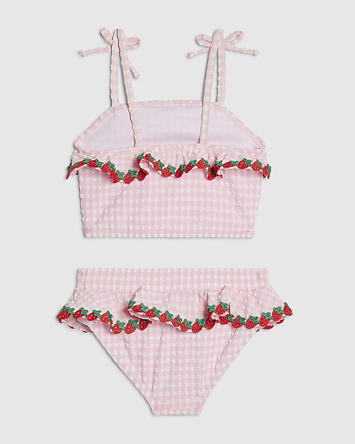 River Island Mini Girls Pink Strawberry Tankini Set