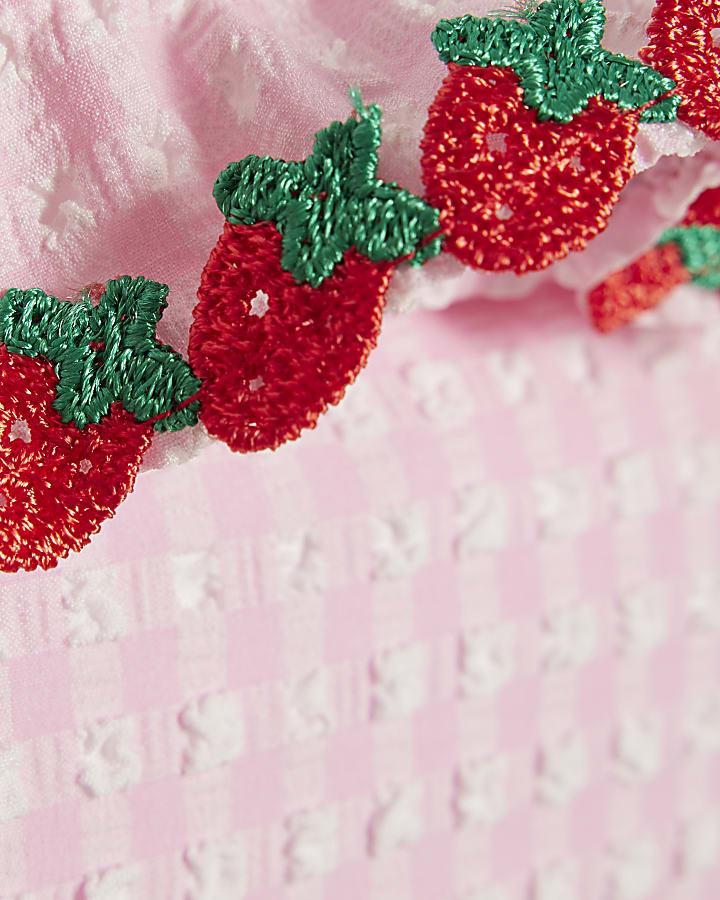 River Island Mini Girls Pink Strawberry Tankini Set