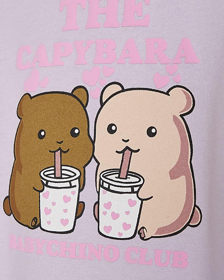 River Island Mini Girls Purple Babyccino Jumper Set