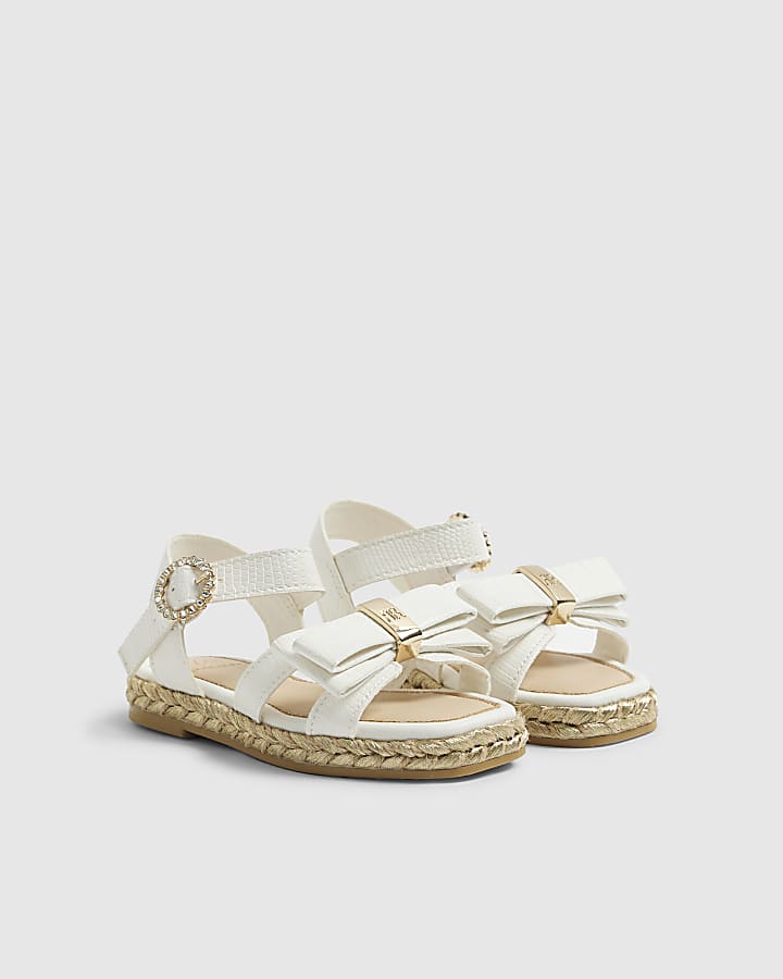 River Island Mini Girls White Bow Espadrille Sandals
