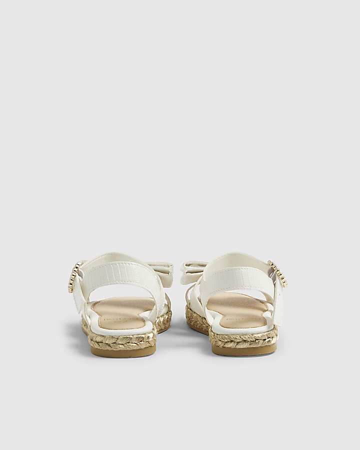 River Island Mini Girls White Bow Espadrille Sandals