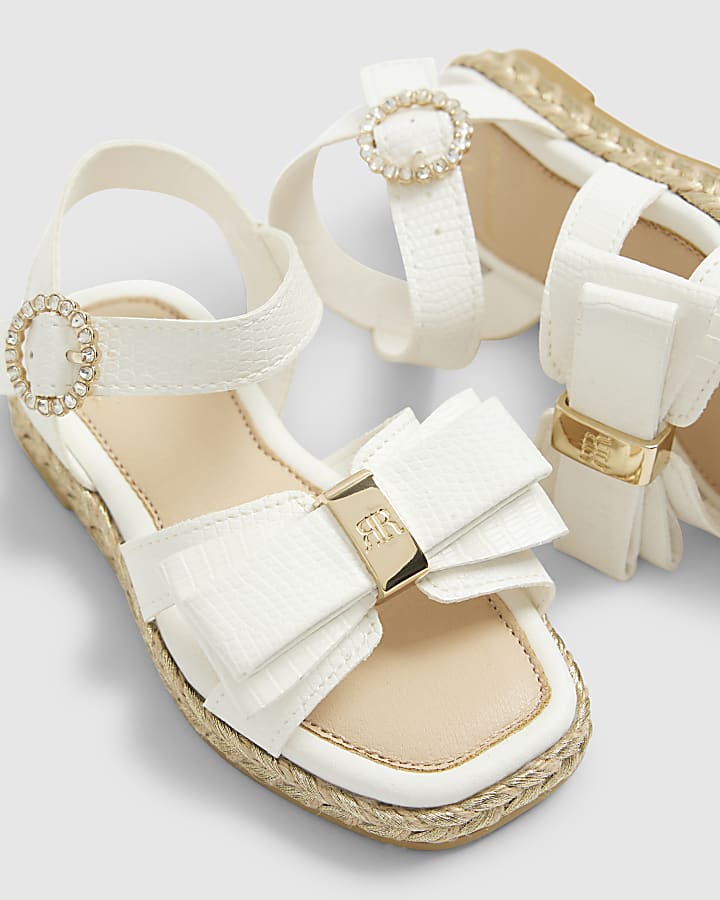 River Island Mini Girls White Bow Espadrille Sandals