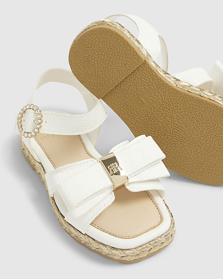 river island Mini Girls White Bow Espadrille Sandals
