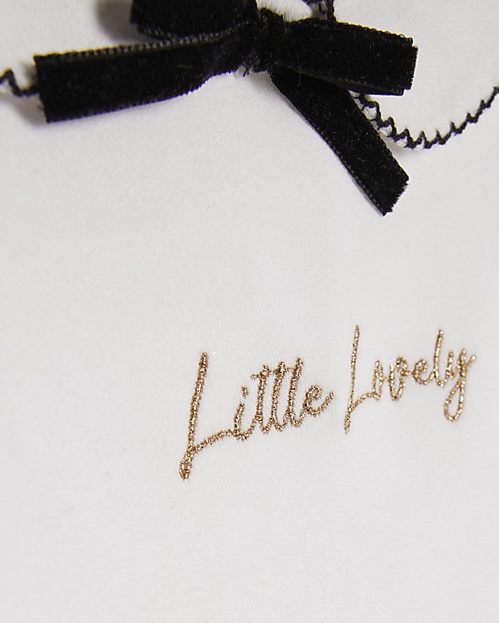 River Island Mini Girls White Bow Top And Skort Set