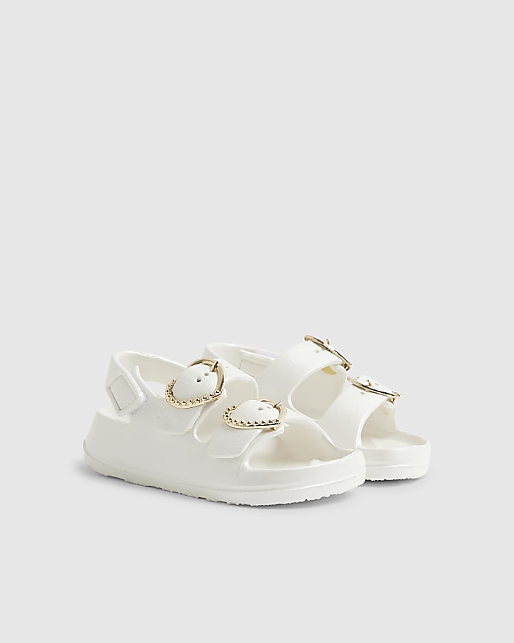 River Island Mini Girls White Double Strap Moulded Sandals