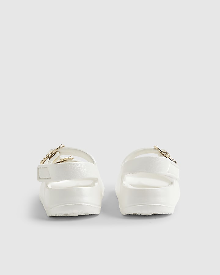 River Island Mini Girls White Double Strap Moulded Sandals