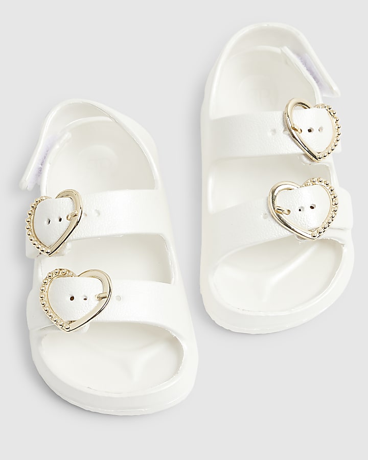 River Island Mini Girls White Double Strap Moulded Sandals