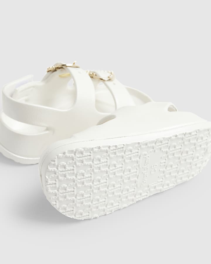 river island Mini Girls White Double Strap Moulded Sandals