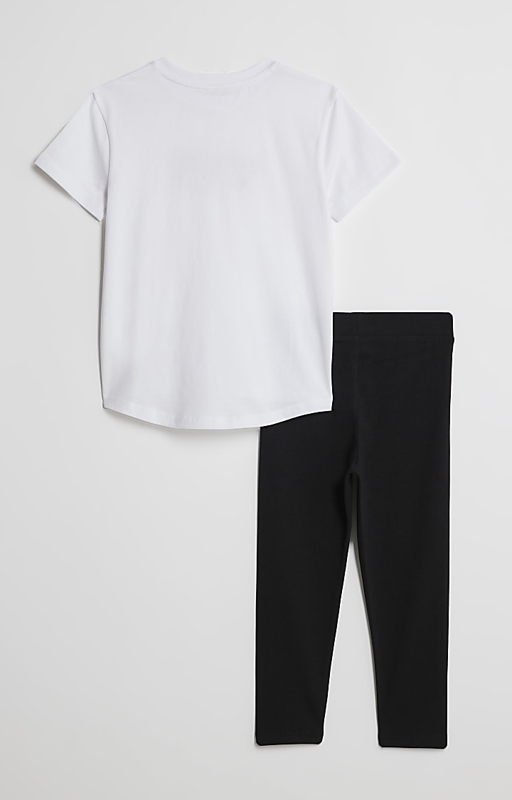 River Island Mini Girls White Trio Heart T-Shirt Set