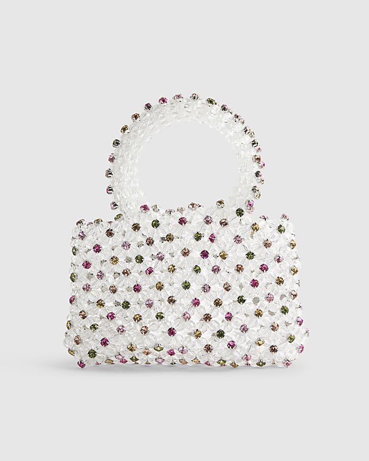 River Island Multi Colour Diamante Beaded Clutch Bag