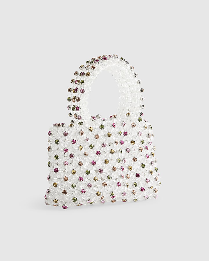 River Island Multi Colour Diamante Beaded Clutch Bag